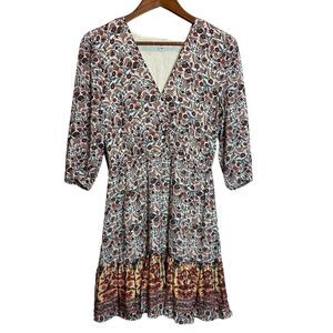 Magnolia Boutique Size Small Bohemian Floral Lined Pull Over Midi‎ Dress